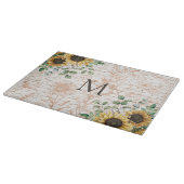 Mit Monogramm Vintages Sonnenblumendekoupage Schneidebrett (Ecke)