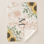 Mit Monogramm Vintages Sonnenblumendekoupage Sherpadecke (Vorderseite)