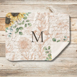 Mit Monogramm Vintages Sonnenblumendekoupage Sherpadecke