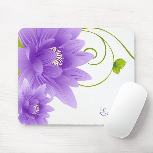 Mit Monogramm-violette Blumen Mousepad (Mit Mouse)