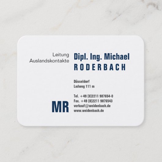 Mit Monogramm Visitenkarte (Vorderseite)