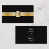 Mit Monogramm Visitenkarte für Schwarz und Gold (Vorne/Hinten)