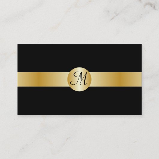Mit Monogramm Visitenkarte für Schwarz und Gold (Vorderseite)