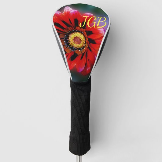 Mit Monogramm Vivid Red Blume Gazania Driver Putte Golf Headcover (Vorderseite)