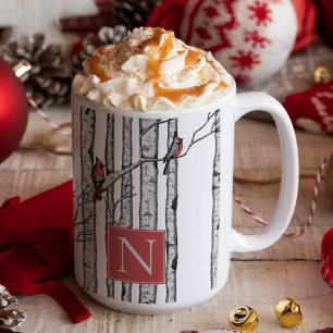 Mit Monogramm Vogelbäume und Vögel des Roten Kardi Tasse
