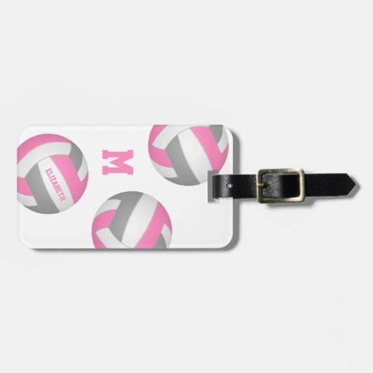 mit Monogramm Volleyballtasche in Rosa Gepäckanhänger (Vorderseite horizontal)