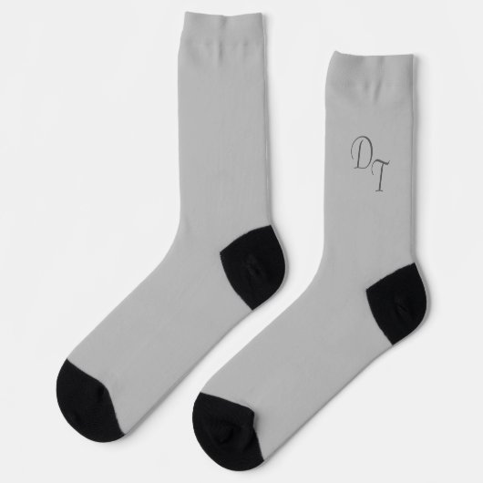Mit Monogramm Vollfarbe silber grau Socken (Linkes Detail)