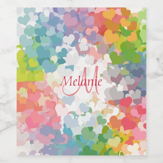 Mit Monogramm Vorlage Benutzerdefiniert Regenbogen Weinetikett (Einzelnes Label)