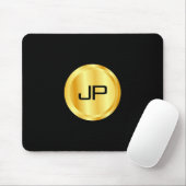 Mit Monogramm Vorlage elegant Schwarz und Gold Mousepad (Mit Mouse)