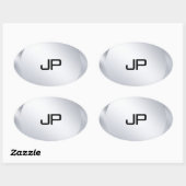 Mit Monogramm Vorlage für den Silber-Look Ovaler Aufkleber (Blatt)