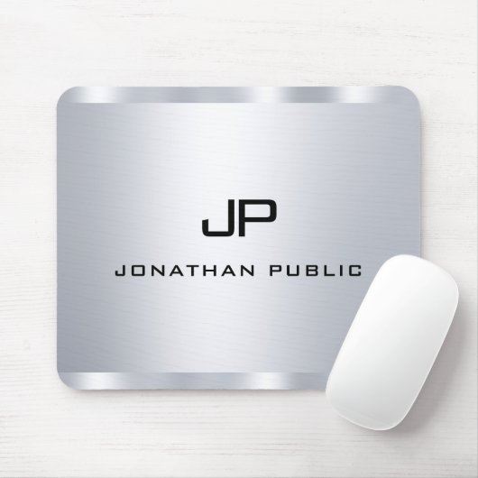 Mit Monogramm Vorlage für metallisches Silver Look Mousepad (Mit Mouse)