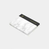 Mit Monogramm Vorlage Weißes Marmorschwarz Post-it Klebezettel (angewinkelt)