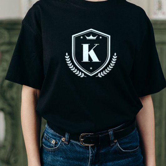 Mit Monogramm Vorname Initial Laurel Wreath Abzeic T-Shirt