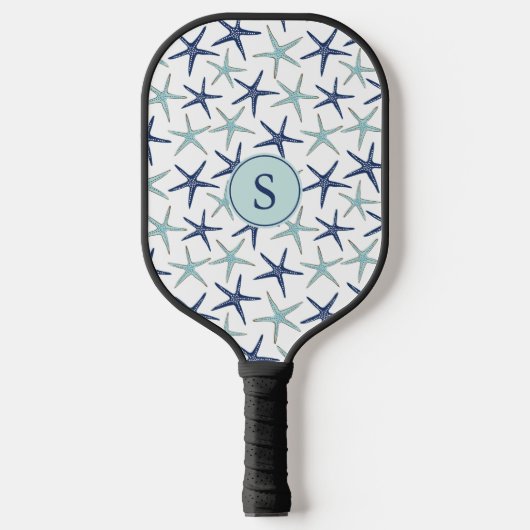 Mit Monogramm Vorstöße an der blauen Küste Pickleball Schläger (Vorderseite)