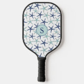 Mit Monogramm Vorstöße an der blauen Küste Pickleball Schläger (Rückseite)