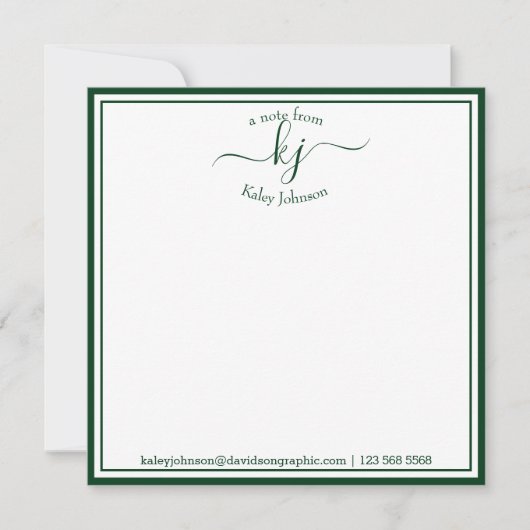 Mit Monogramm Wald grün vom Schreibtisch von Dankeskarte (Vorderseite)