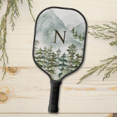 Mit Monogramm Wald und Gebirgslandschaft Wasserfar Pickleball Schläger