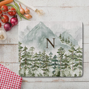 Mit Monogramm Wald und Gebirgslandschaft Wasserfar Schneidebrett