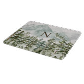 Mit Monogramm Wald und Gebirgslandschaft Wasserfar Schneidebrett (Ecke)