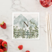 Mit Monogramm Wald und Gebirgslandschaft Wasserfar Serviette (Beispiel)