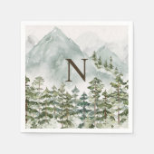 Mit Monogramm Wald und Gebirgslandschaft Wasserfar Serviette (Vorderseite)