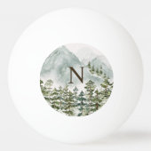 Mit Monogramm Wald und Gebirgslandschaft Wasserfar Tischtennisball (Vorderseite)