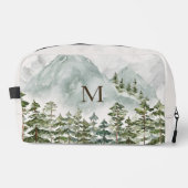 Mit Monogramm Wald und Gebirgslandschaft Wasserfar Waschbeutel (Vorderseite)