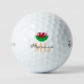 Mit Monogramm walisische Flagge / Wales / Cymru Go Golfball (Vorderseite)