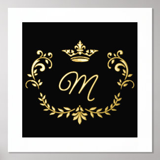Mit Monogramm Wappen aus Weiß und Goldkrone Foliendrucke