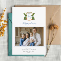 Mit Monogramm Wappen mit Topiary Bunny Foto Ostern