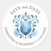 Mit Monogramm Wappen Runder Aufkleber (Vorderseite)