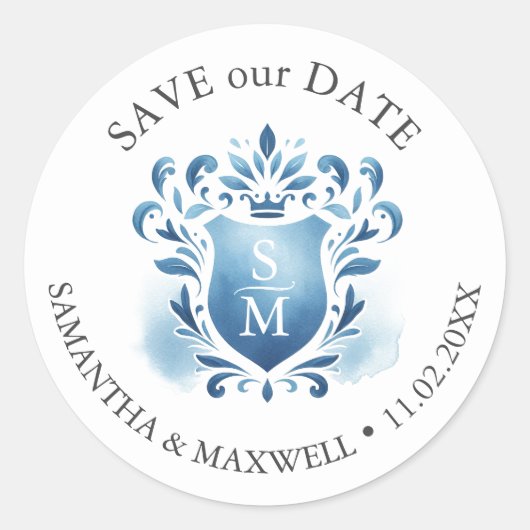 Mit Monogramm Wappen Runder Aufkleber (Vorderseite)