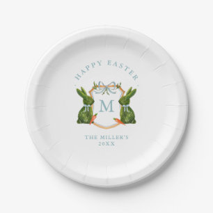 Mit Monogramm Wappen Topiary Bunny Oster Pappteller