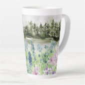 Mit Monogramm Wasserfarbe Blau Lila Blume Wiese Milchtasse (Rechte Ecke)