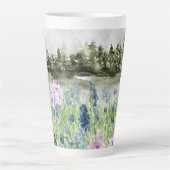 Mit Monogramm Wasserfarbe Blau Lila Blume Wiese Milchtasse (Vorderseite)