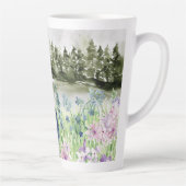 Mit Monogramm Wasserfarbe Blau Lila Blume Wiese Milchtasse (Rechts)
