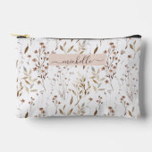 Mit Monogramm Wasserfarbe Braunbraun Botanisch Zubehörtasche (Vorderseite)