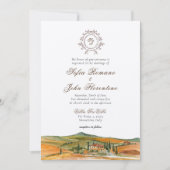 Mit Monogramm Wasserfarbe Hochzeit der Toskana Einladung (Vorderseite)