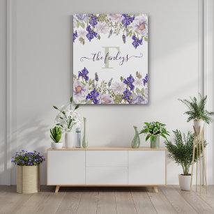 Mit Monogramm Wasserfarbe Iris Lavendel Akrylkunst Acryl Wandkunst