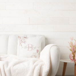 Mit Monogramm Wasserfarbe Kirsche Blossom Kissen