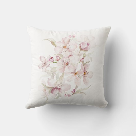 Mit Monogramm Wasserfarbe Kirsche Blossom Kissen (Rückseite)