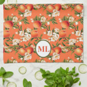 Mit Monogramm Wasserfarbe Peach Küchen Handtücher (Gefaltet)
