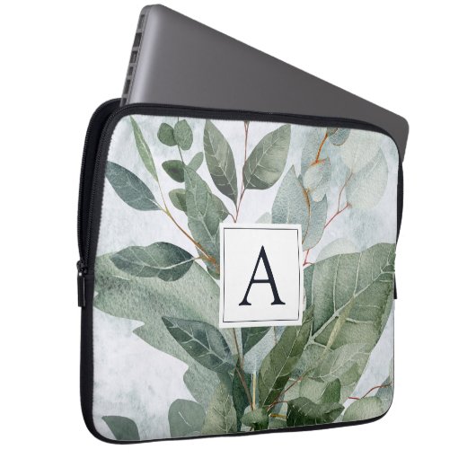 Mit Monogramm Wasserfarbe Rustikale Gewächshäuser Laptopschutzhülle (Vorne Rechts)
