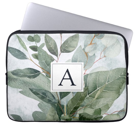 Mit Monogramm Wasserfarbe Rustikale Gewächshäuser Laptopschutzhülle (Vorderseite)