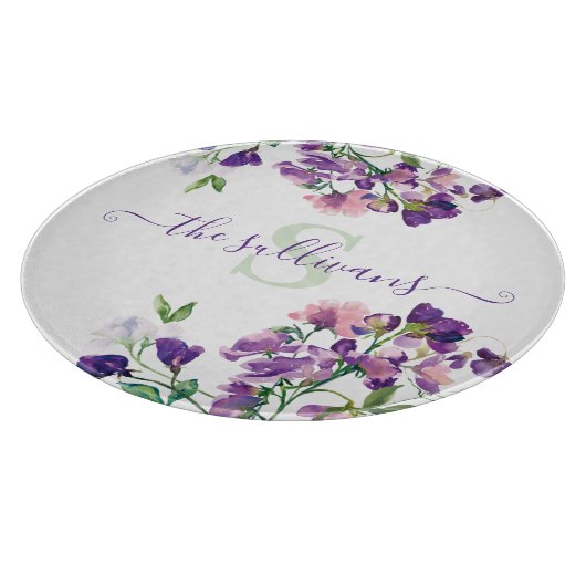 Mit Monogramm Wasserfarbe Süßholz-Zuschnitt Schneidebrett (Ecke)