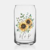 Mit Monogramm Wasserfarbe Vintag Rustikale Sonnenb Dosenglas (Vorderseite)