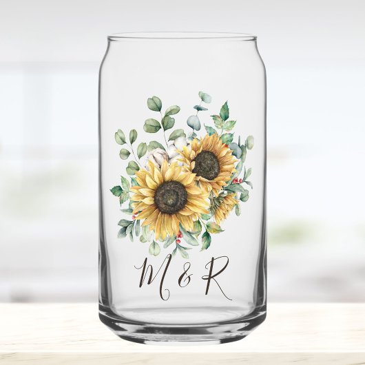 Mit Monogramm Wasserfarbe Vintag Rustikale Sonnenb Dosenglas