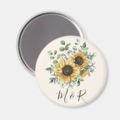 Mit Monogramm Wasserfarbe Vintag Rustikale Sonnenb Magnet (Vorderseite/Rückseite)