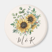 Mit Monogramm Wasserfarbe Vintag Rustikale Sonnenb Magnet (Vorne)