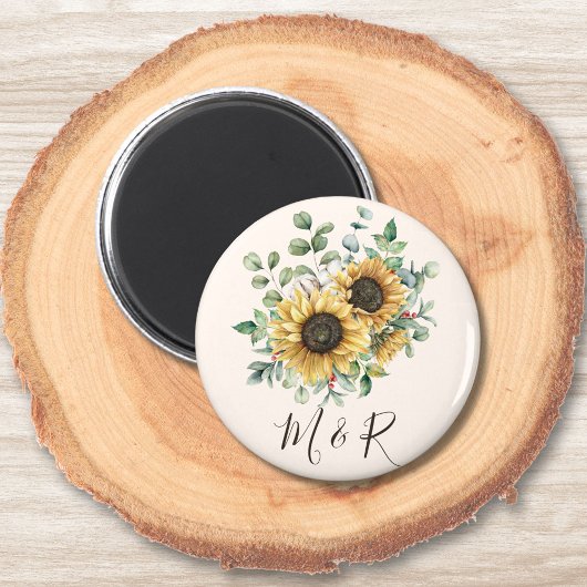 Mit Monogramm Wasserfarbe Vintag Rustikale Sonnenb Magnet